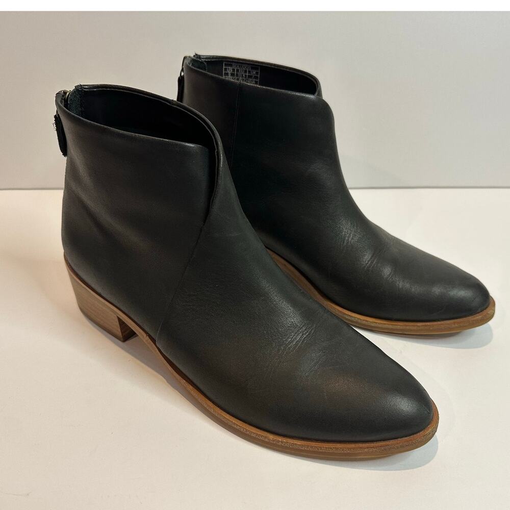 Soludos Venetian Leather Pointed Toe Ankle Booties Women’s Size 9 Black Boots